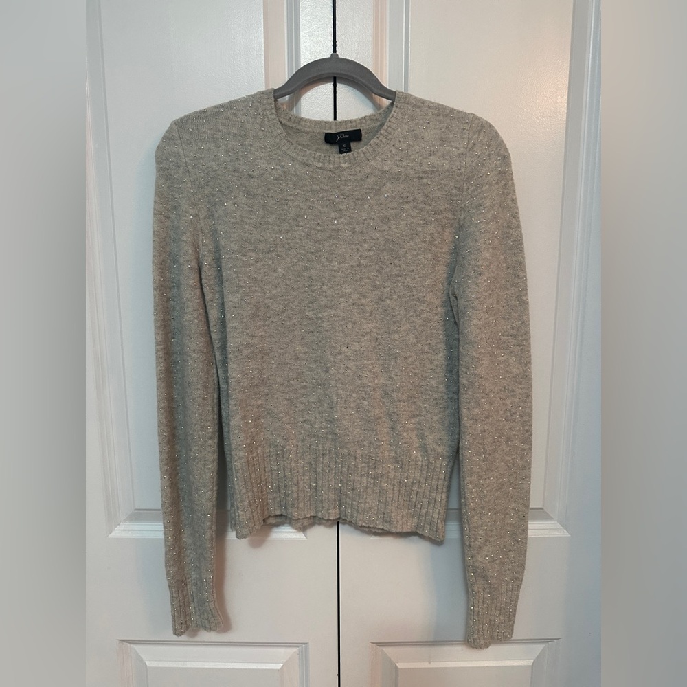 J. Crew Sparkling Gray Crewneck Sweater